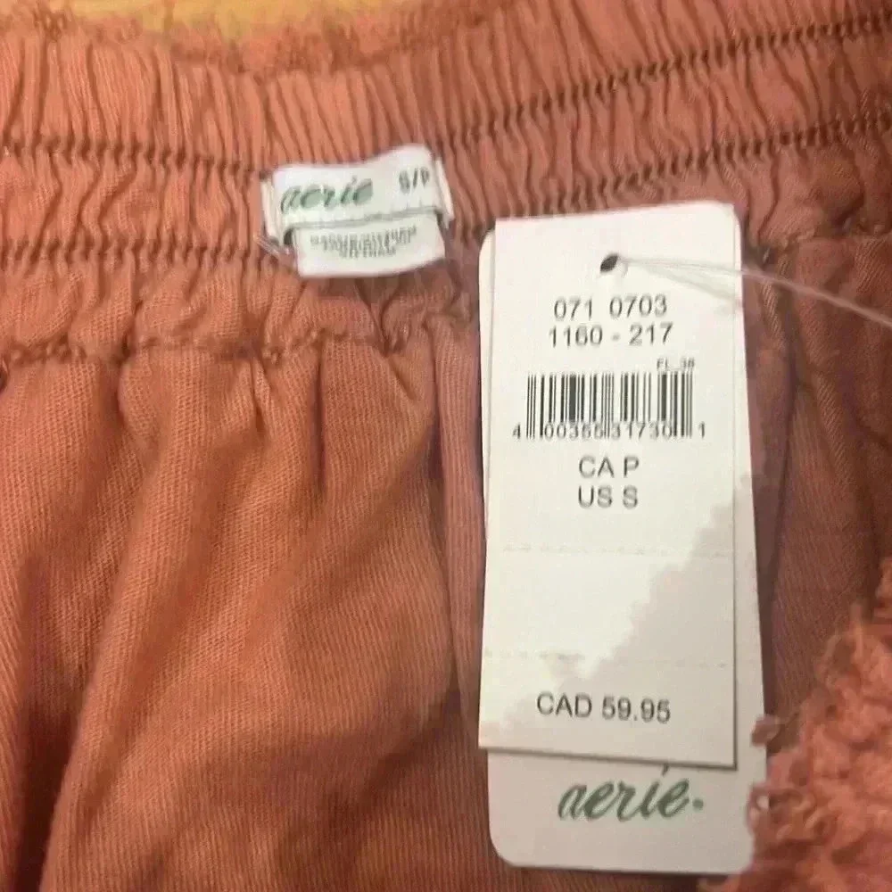 Aerie Weekend Ruffle Layered Mini Skirt Burnt Sienna NWT Small